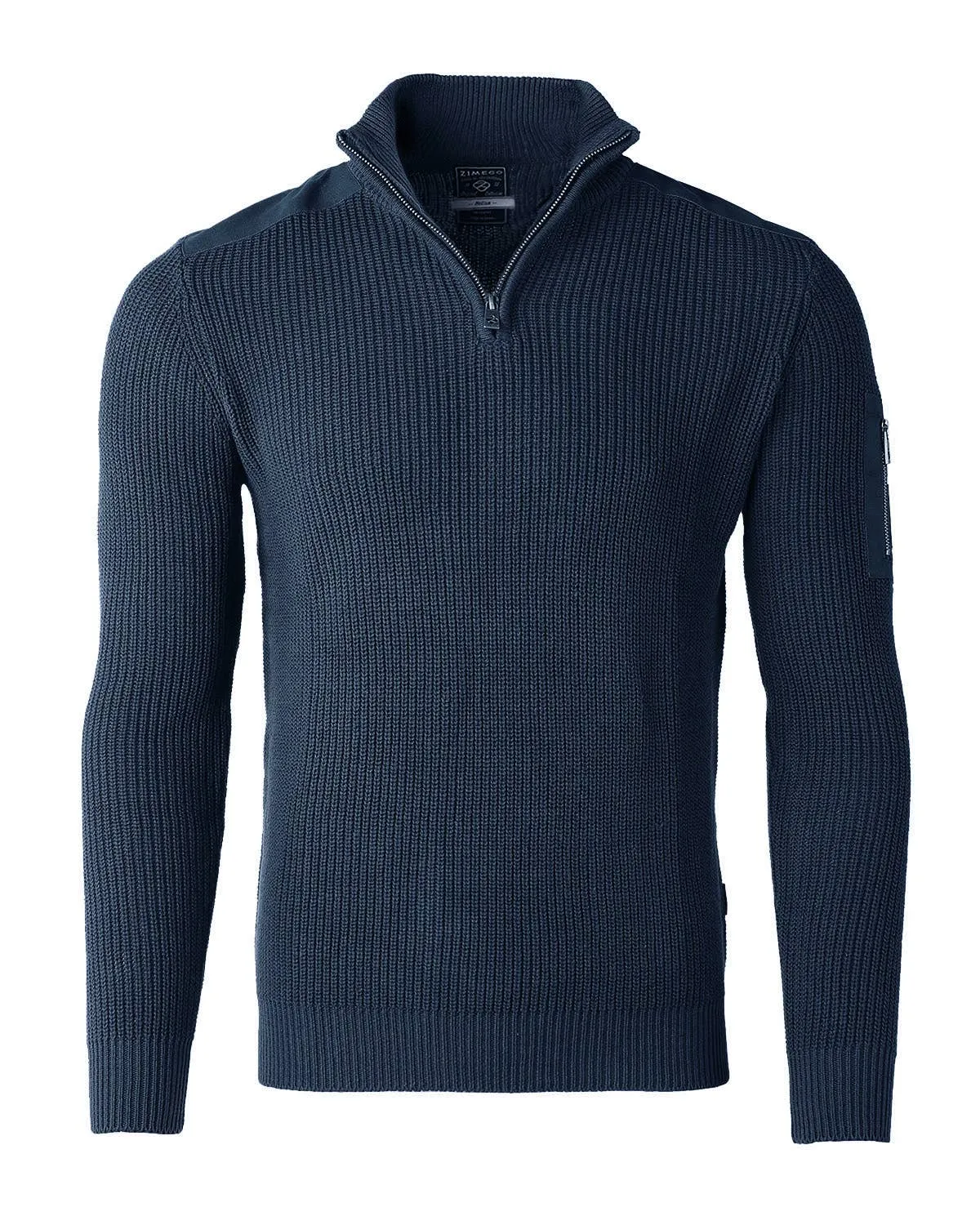 SWT31 ZIMEGO Mens Quarter Zip Up Mock Turtle Neck Sweater