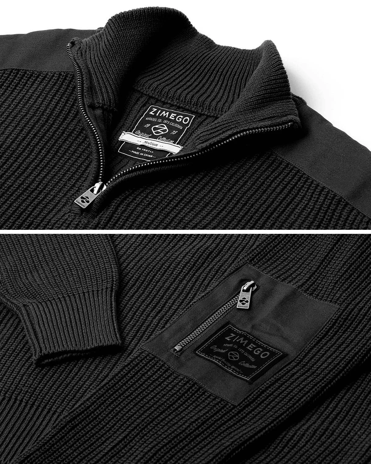 SWT31 ZIMEGO Mens Quarter Zip Up Mock Turtle Neck Sweater