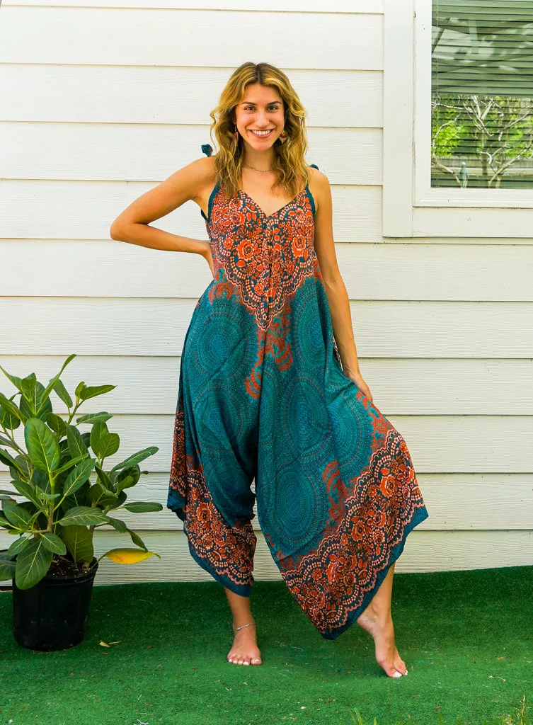 Teal Mandala Boho Jumpsuit