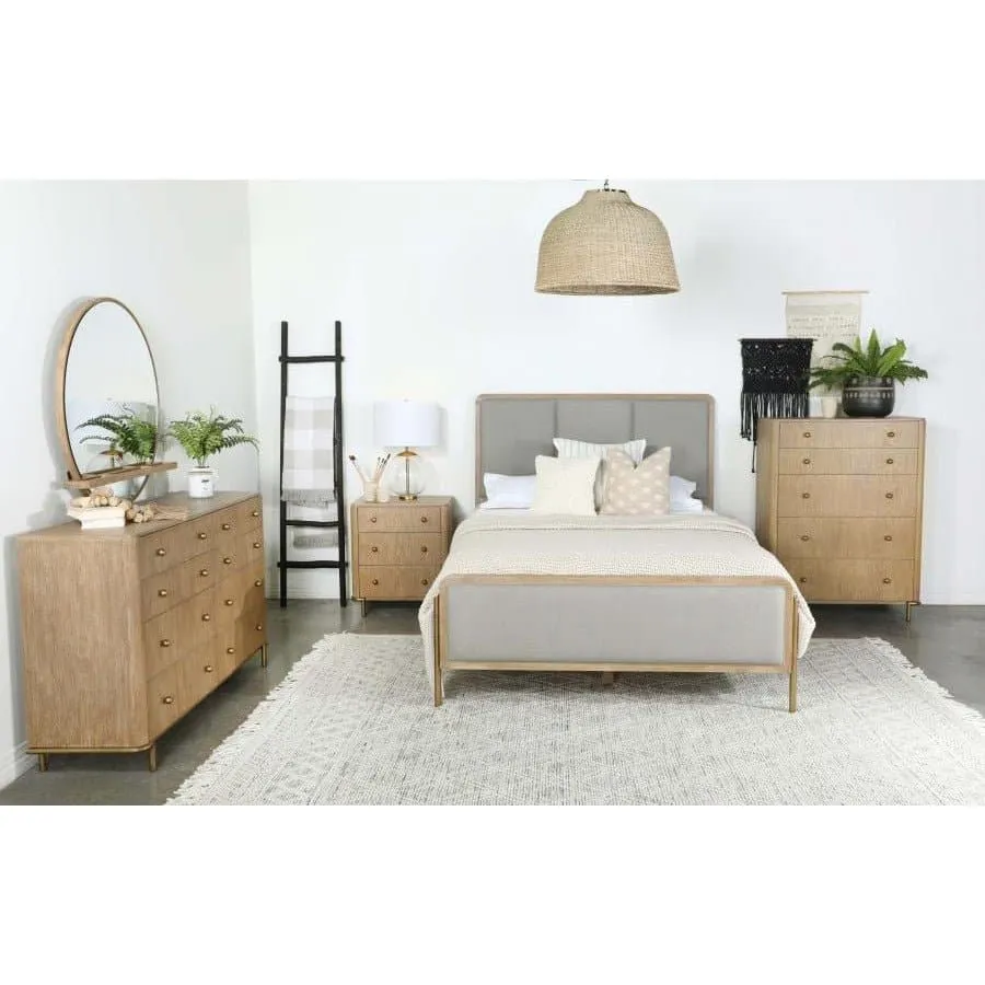 Upholstered Eastern King Panel Bed Sand Wash And Grey