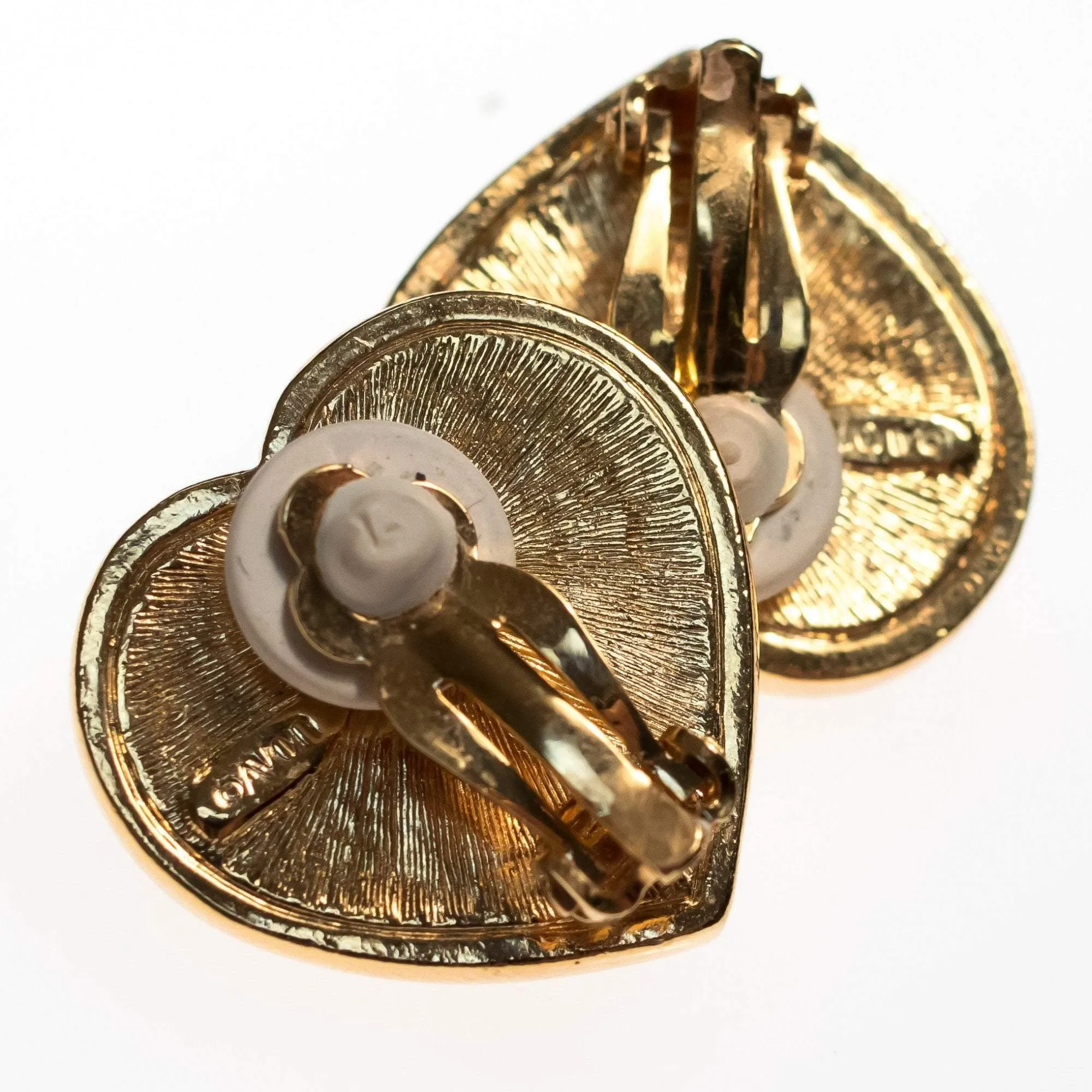 Vintage Avon Pearl and Diamante Crystal Heart Earrings