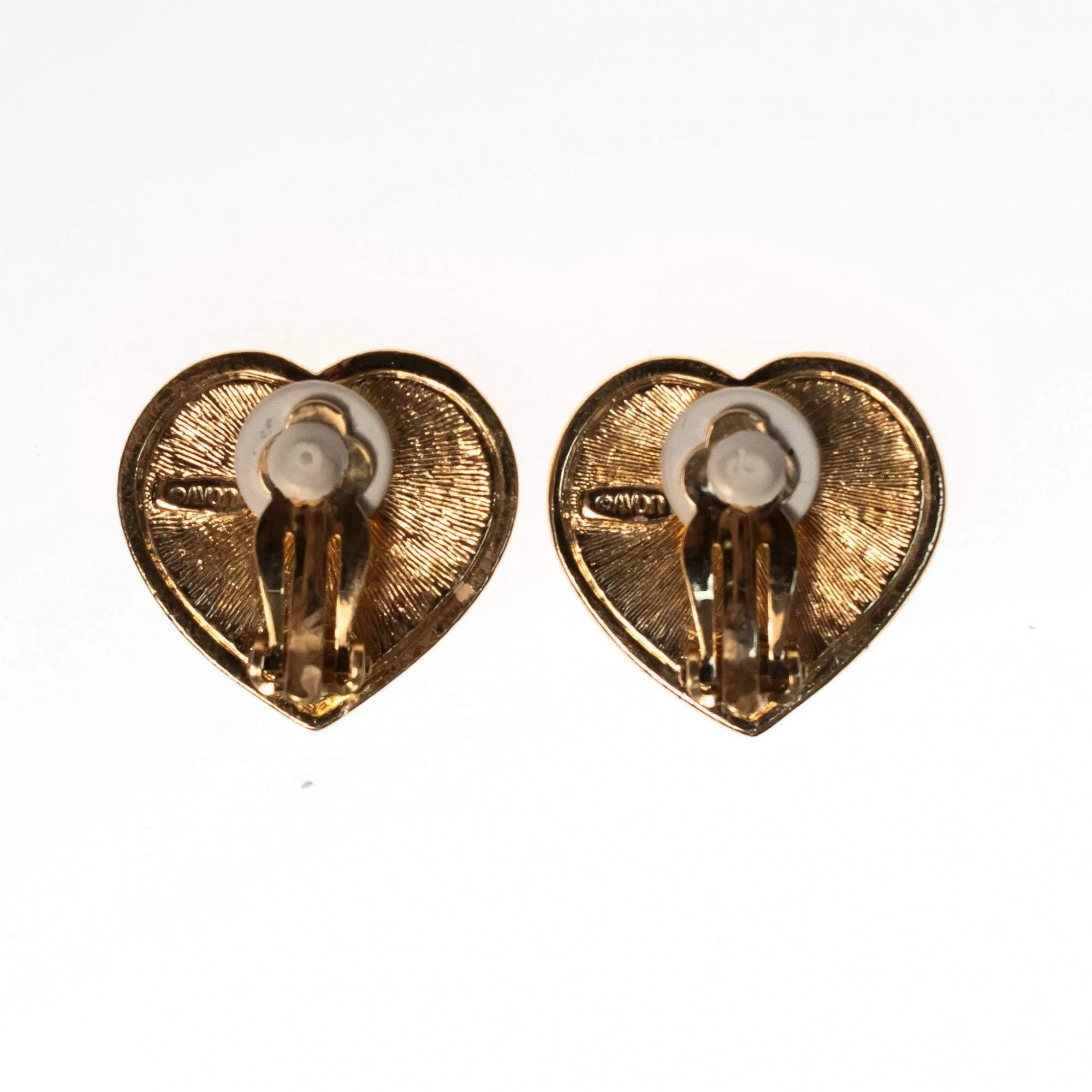 Vintage Avon Pearl and Diamante Crystal Heart Earrings