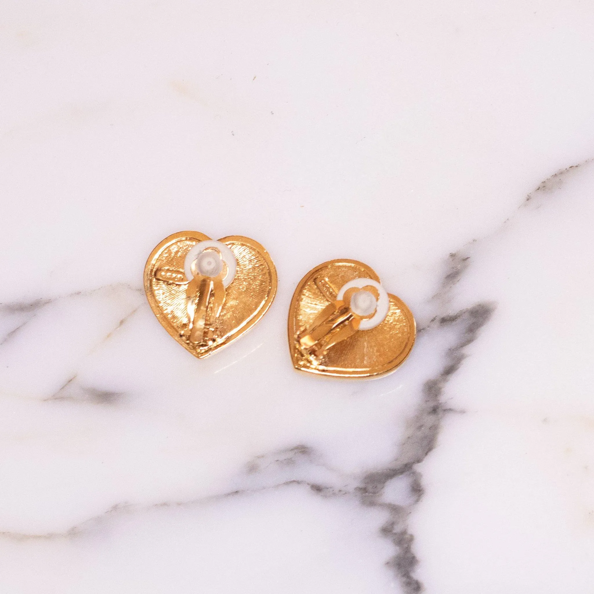 Vintage Avon Pearl and Diamante Crystal Heart Earrings
