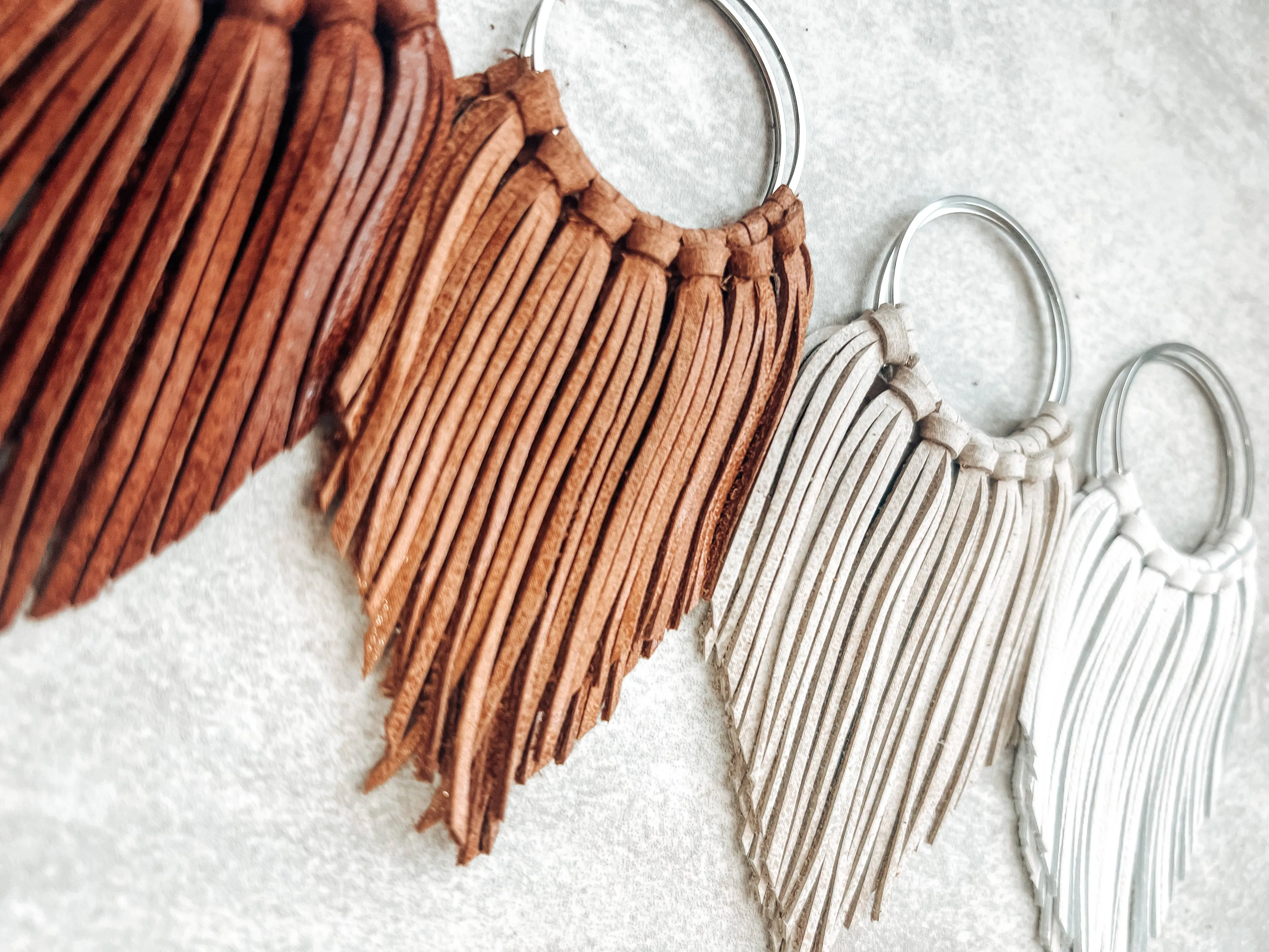 White Fringed in Faith Cascade Fringe Hoops Earrings