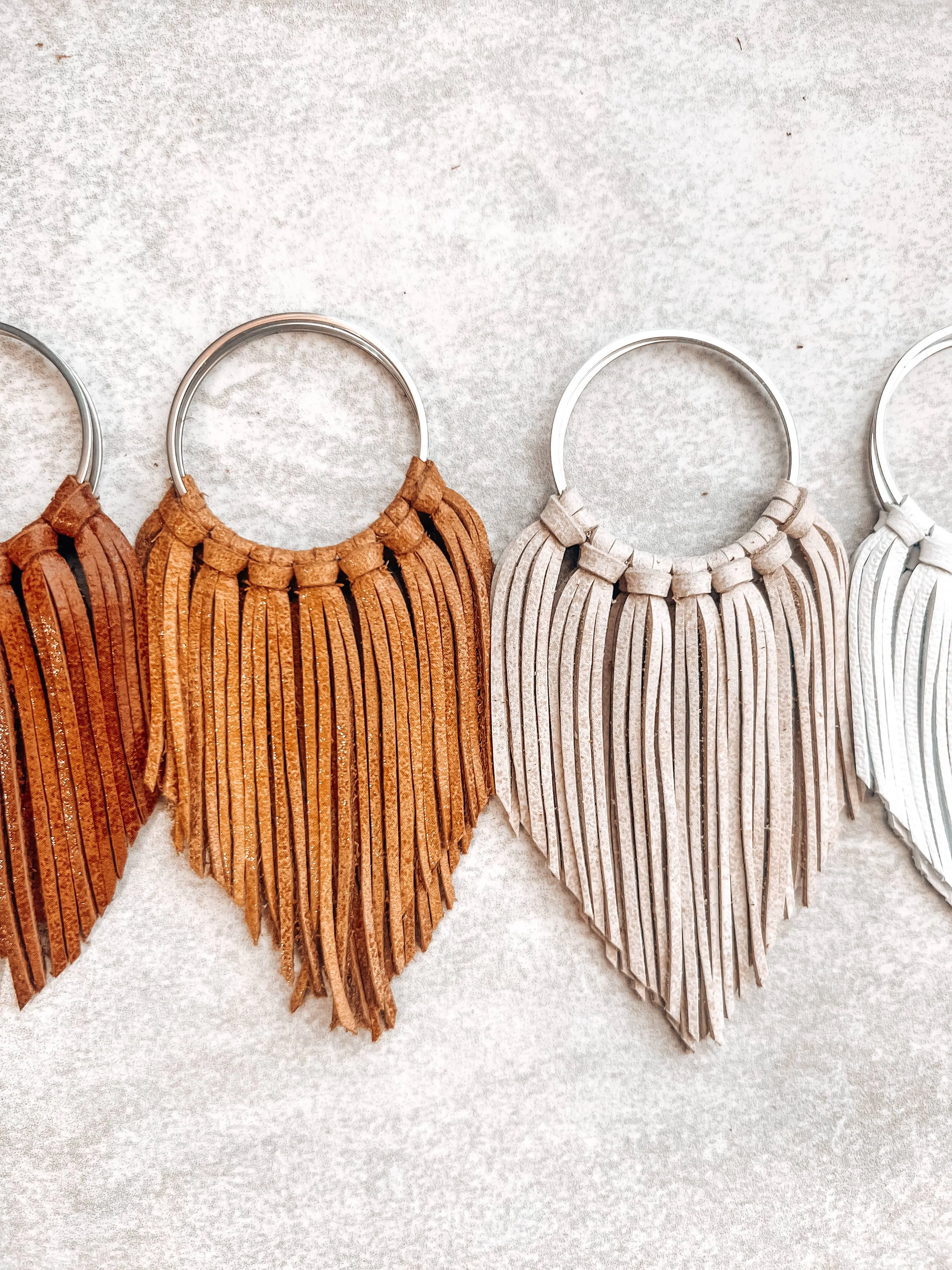 White Fringed in Faith Cascade Fringe Hoops Earrings