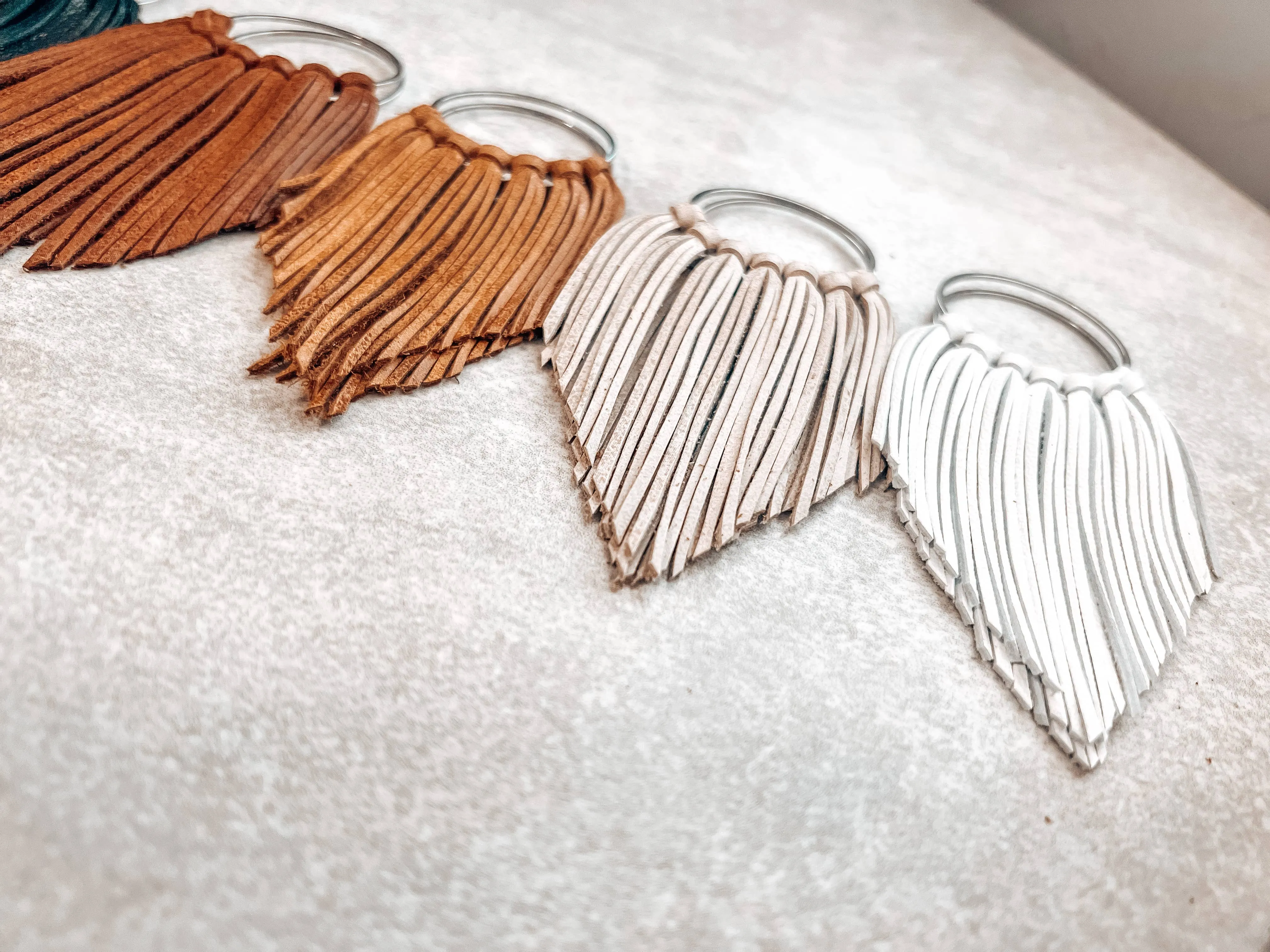 White Fringed in Faith Cascade Fringe Hoops Earrings