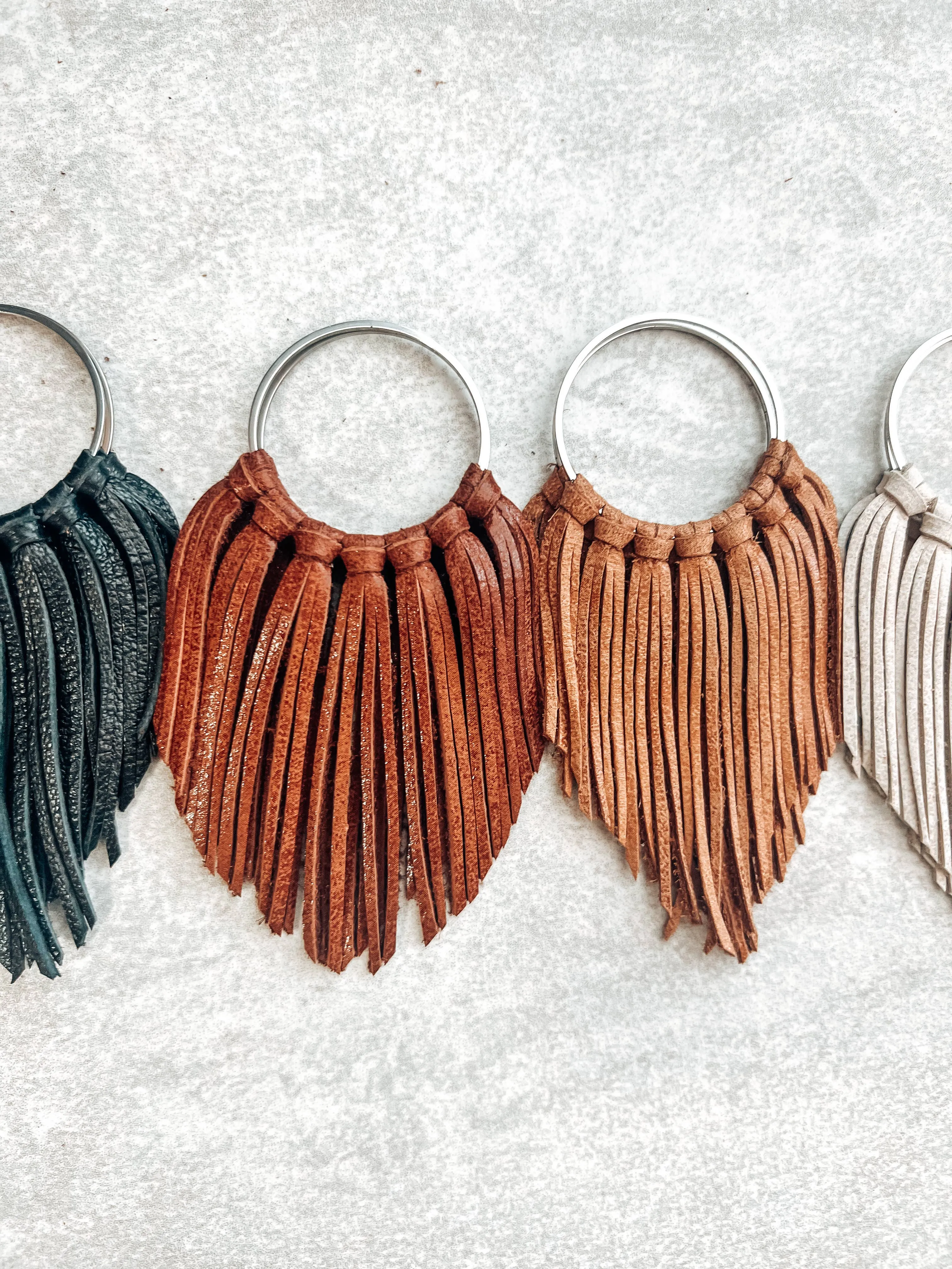 White Fringed in Faith Cascade Fringe Hoops Earrings