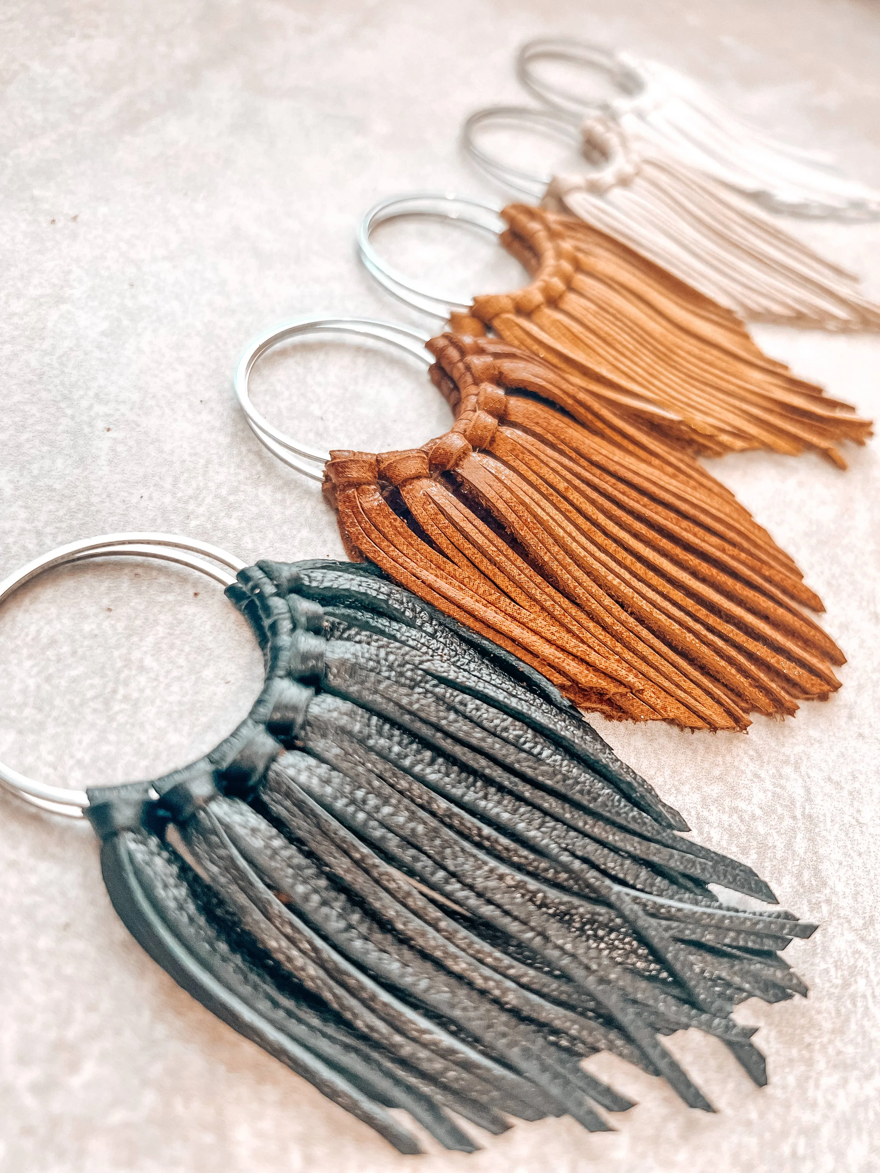 White Fringed in Faith Cascade Fringe Hoops Earrings