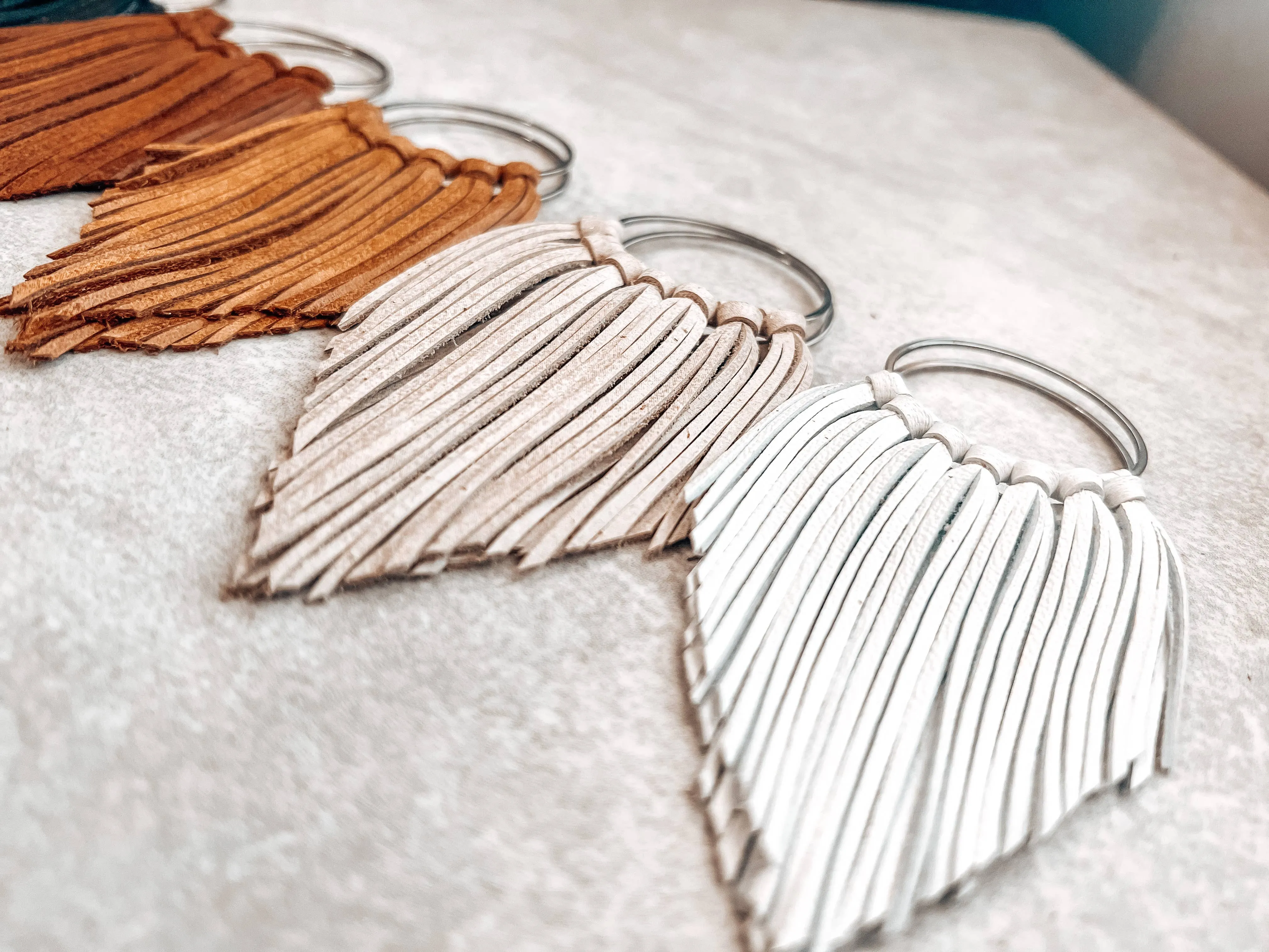 White Fringed in Faith Cascade Fringe Hoops Earrings