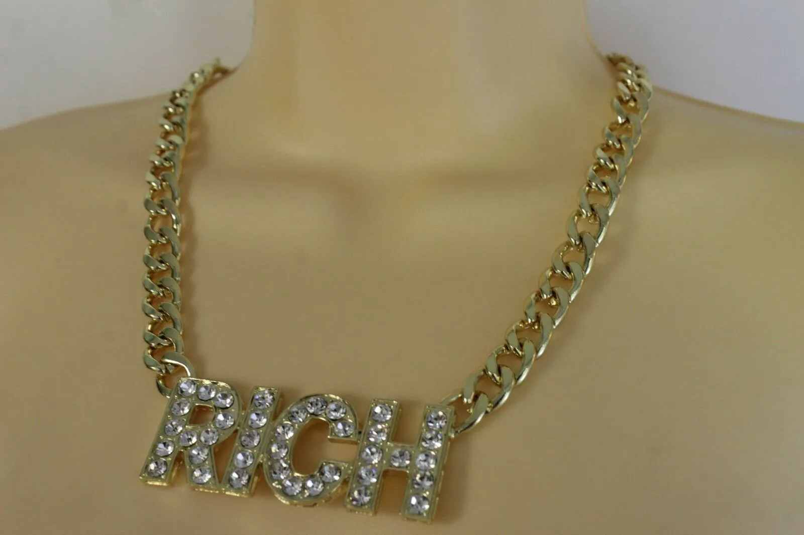 Women Gold Metal Fashion Necklace Chunky Chain Link Jewelry RICH Bling Hip Hop
