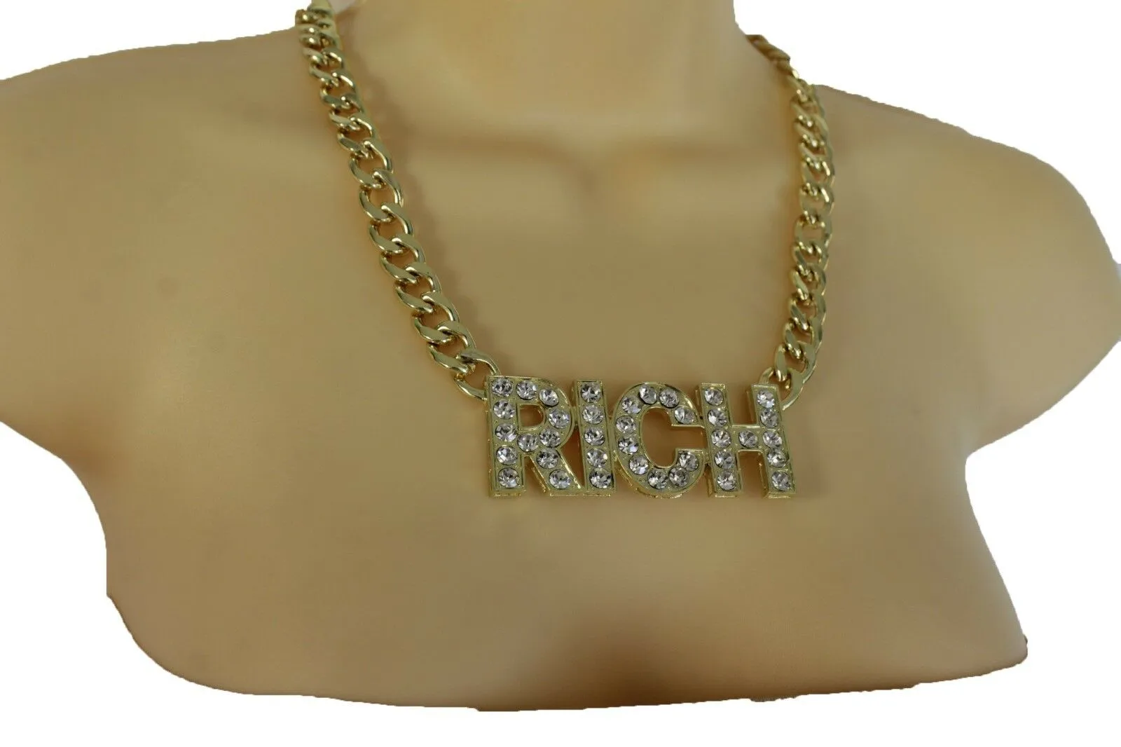 Women Gold Metal Fashion Necklace Chunky Chain Link Jewelry RICH Bling Hip Hop