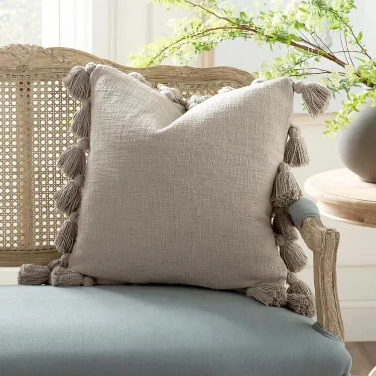 World of Tassels Square Cotton Pillow