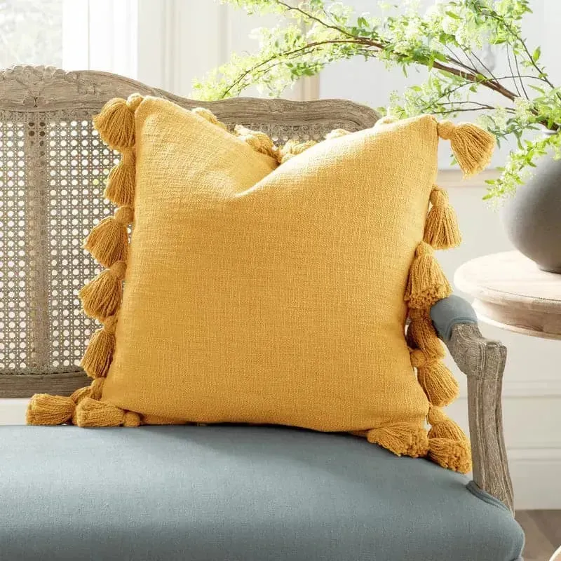 World of Tassels Square Cotton Pillow