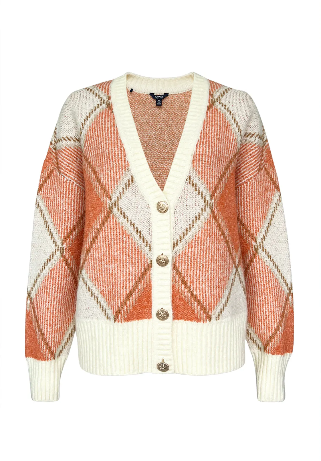 Zuri Women's Oversized Cardigan in Orange Plaid - SW0019F